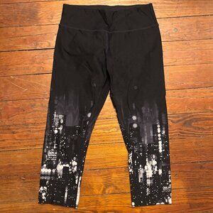Small DKNY Black Cropped Leggings with Cityscape Detail